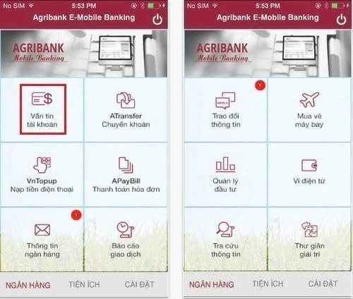 Tra số tài khoản Agribank qua ứng dụng E-Mobile Banking