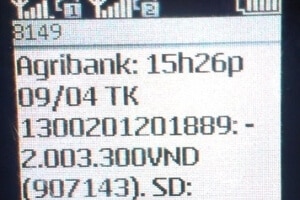 Số tài khoản ngân hàng Agribank trong tin nhắn SMS