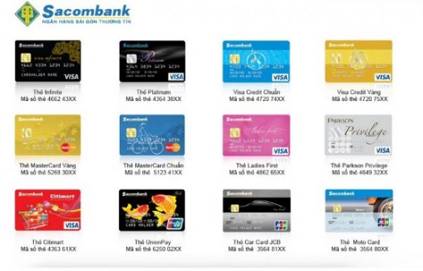 Các loại thẻ Visa ngân hàng Sacombank