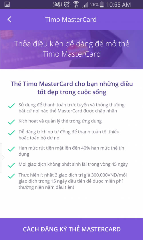 đăng ký mở thẻ Timo Mastercard