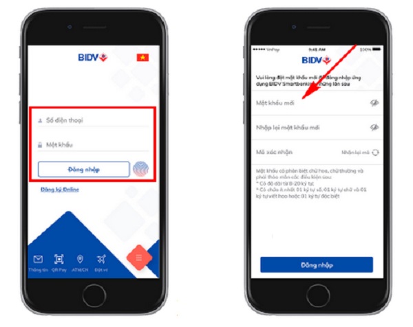 Cách thay đổi mật khẩu mới BIDV Smart Banking